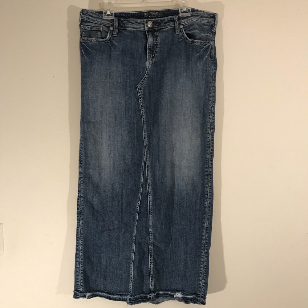Silver jean skirt